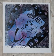 Całujący się. 30 × 30 cm. 2025 r. (linoryt kol.)