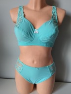 Śliczna bielizna komplet turkusowo morski 95C dół L 44/46