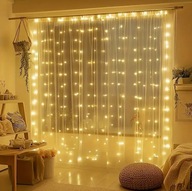 Kurtyny świetlne 2 szt. LED 3x3 300 diód girlanda świąteczna 8 trybów