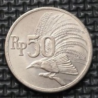 *INDONEZJA [0043]*50 rupii 1971r. Rupia indonezyjska, Ptaki, Rajski Ptak