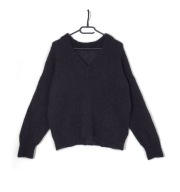 Damski Sweter Luźny Miękki Wełna Moher Czarny |R. L/XL