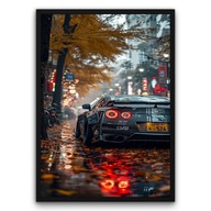 Plakat z ramą 30x40cm Nissan GTR Jesienna Noc | Pomysł na Prezent