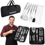 ZESTAW AKCESORIÓW AKCESORIA DO GRILLA SZCZYPCE SZTUĆCE ZE STALI NIERDZEWNEJ