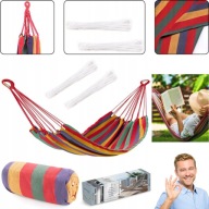 MOCNY TURYSTYCZNY HAMAK OGRODOWY HUŚTAWKA WZMOCNIONA + LINKI