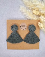 Kolczyki chwosty khaki sznurek stal chirurgiczna handmade