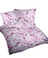 pościel z flaneli 180x200 +2x70x80 guzik F Kwiat jabłoni róż b-x