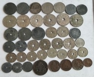 zestaw monet Belgia dużo przedwojennych każda inna 42 szt.