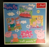 Puzzle Świnka PEPPA 3w1!, Dzieci 4+, 3 układanki, stan idealny, Trefl :)
