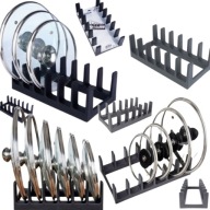 STOJAK POKRYWKI TALERZE ORGANIZER KUCHENNY CZARNY