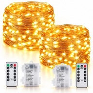 LAMPKI LED NA DRUCIKU 2X100 LED 2X10M CIEPŁA BIEL PILOT TIMER ŚWIĄTECZNE