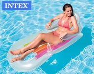 Materac do pływania Intex szary. Wygodny z oparciem oraz uchwytem na napój