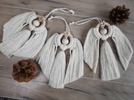 Aniołki - ozdoby choinkowe z makramy