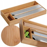 ORGANIZER DO KUCHNI POJEMNIK DO SZUFLADY DYSPENSER DOZOWNIK FOLII BAMBUS