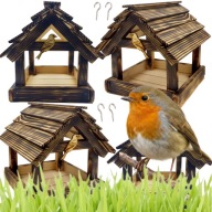 KARMNIK DLA PTAKÓW DUŻY 35X29X30CM OPALANY MOCNY BUDKA NA ZIMĘ DREWNIANY