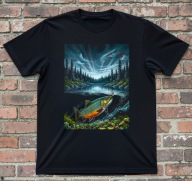 Koszulka z pstrągiem wędkarska T-shirt pstrąg z klimatem rozmiary w opisie