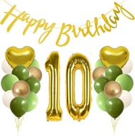 BALONY ZESTAW NA 10 URODZINY DEKORACJE BANER ŚCIANKA BALON CYFRA 100CM