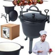 KOCIOŁEK ŻELIWNY EMALIOWANY 8L VILDE GARNEK OGNISKO MYŚLIWSKI DOCISK