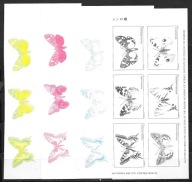 1991 Fi 3195-00** P1-P8 / kpl. PRÓBY FAZOWE DRUKU - MOTYLE !!RRR!! / atesty