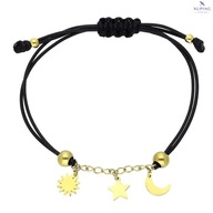 76993 Bransoletka złota stal chirurgiczna sznurkowa słońce księżyc gwiazdka