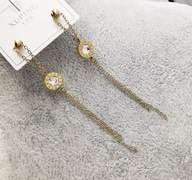 63285 Kolczyki złota stal chirurgiczna motyw zegara z łańcuszkami