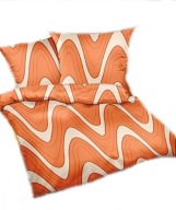 pościel z satyny 200x220 + 2x70x80 zamek S Wawe orange d-x
