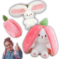 PLUSZAK MASKOTKA KRÓLIK TRUSKAWKA PRZYTULANKA ZABAWKA 3W1 PREZENT WIELKANOC