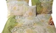 pościel z satyny 160x200 + 2x70x80 zamek S 332 Esy floresy zielone
