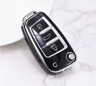 Czarno-srebrne etui na kluczyk Audi A1 A3 A4 B6 B7 A5 A6 C5 C6 Q3 Q5 Q7 TT