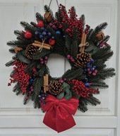 Wianek świąteczny na drzwi, kominek PREMIUM