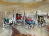 KIELISZKI 4 SZT AUTOMOBILE STARE AUTA RENAULT PEUGEOT