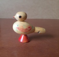 Stary drewniany ptaszek gwizdek ludowy | vintage