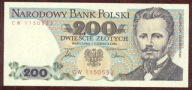200 zł. 1986 r. ser. CW UNC b. rzadka seria - PIĘKNY !!!