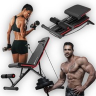 ŁAWKA TRENINGOWA PROSTA REGULOWANA SKŁADANA 150KG Z EKSPANDERAMI WYTRZYMAŁA