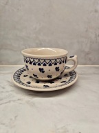 FILIŻANKA ZE SPODKIEM 330 ML CERAMIKA BOLESŁAWIEC 00SE PODWÓJNE SERCA