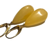 koczyki srebrne długie pozłacane z mlecznym bursztynem srebro 925