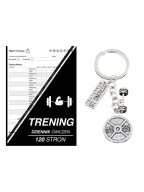 Zeszyt dziennik treningowy brelok do kluczy hantel ciężarek napis trening