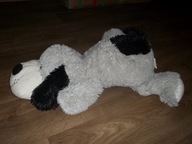 MASKOTKA PIES PIESEK SIEDZISKO 70X50X16CM PIĘKNE BROKATOWE ZŁOTE OCZY