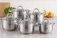 Zestaw garnków Hoffner garnki ze stali nierdzewnej stal nierdzewna 12 eleme