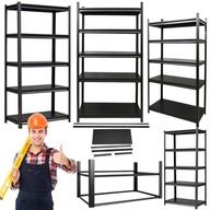 REGAŁ MAGAZYNOWY GARAŻOWY METALOWY CZARNY DO PIWNICY PRACOWNI SOLIDNY MOCNY
