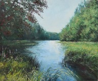 Rzeka" obraz olejny na płótnie 50x60cm , oryginał Garncarek Al,,,