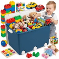 DUŻY POJEMNIK NA ZABAWKI PLASTIKOWY Z POKRYWĄ NA KÓŁKACH TEGA 60L 57X36CM