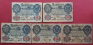 NIEMCY 20 MAREK ROCZNIKI 1907,8,9,10,14. ZESTAW 5 BANKNOTÓW !!!
