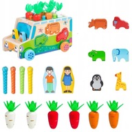 UKŁADANKA MONTESSORI EDUKACYJNA SORTER KLOCKÓW ZŁAP ROBACZKA AUTO UKŁADANKA