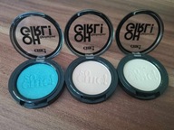 Zestaw 3 pojedynczych cieni do oczu powiek niebieski perłowy kremowy