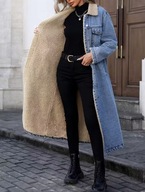 Płąszcz płszczyk damski kurtka dżinsowy dżins jeans długi z podszewką HIT
