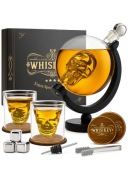 WHISISKEY Zestaw Karafka 900ml z Czaszką + Szklanki i Kamienie Prezent