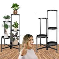KWIETNIK METALOWY STOJĄCY LOFT STOJAK NA KWIATY 5 PÓŁEK CZARNY NUNO 80CM