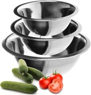 MISKI STALOWE ZESTAW 3 SZT DO KUCHNI MISECZKI NIERDZEWNE 18 20 24 CM