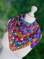 PRZEPIĘKNA MULTIKOLOROWA CHUSTKA, BANDANA NA SZYDEŁKU RĘKODZIEŁO_NA PREZENT