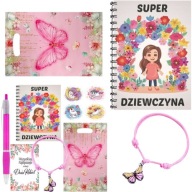 PREZENT NA DZIEŃ KOBIET DLA DZIEWCZYNEK NOTES BRANSOLETKA DŁUGOPIS NAKLEJKI